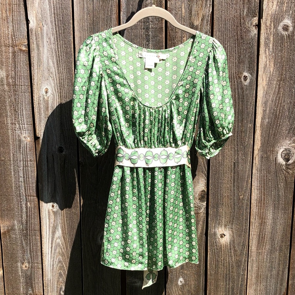 Studio M green silk top size small